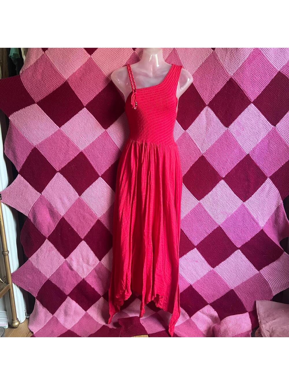 red handkerchief boho beach dress